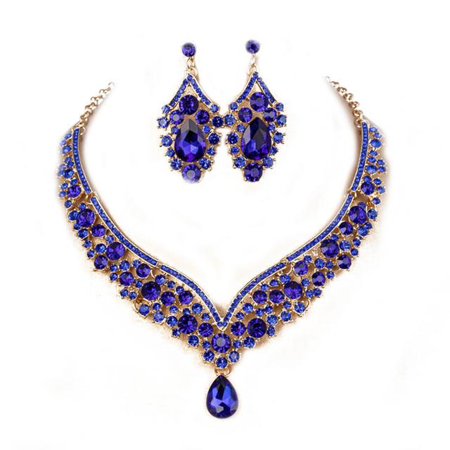 Crystal Rhinestone Bridal Earrings and Necklace Set