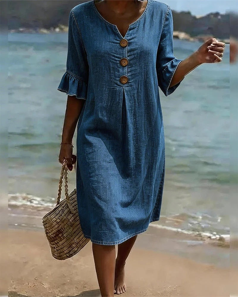 Elegance Casual Cotton Linen Dress