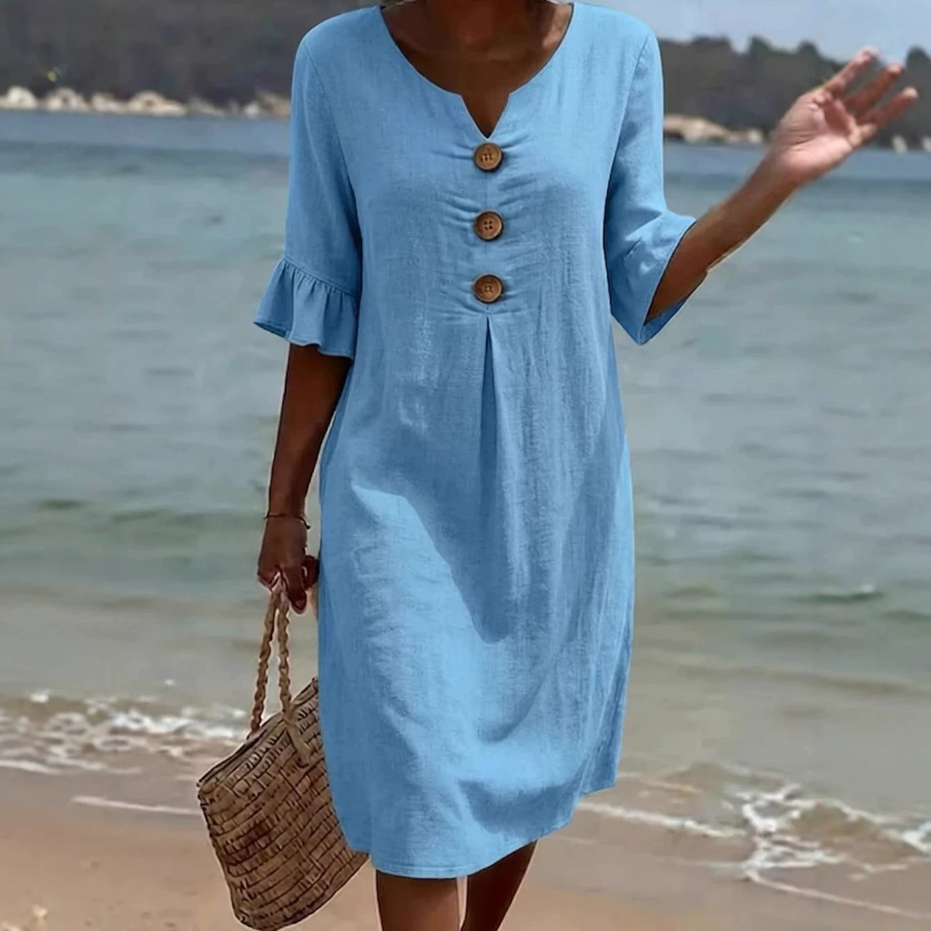Elegance Casual Cotton Linen Dress
