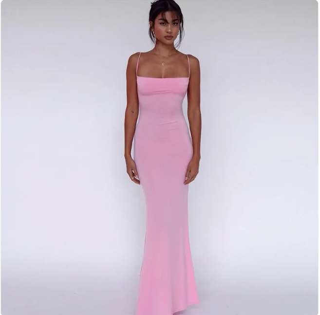 Elegant Backless Slim Fit Dress