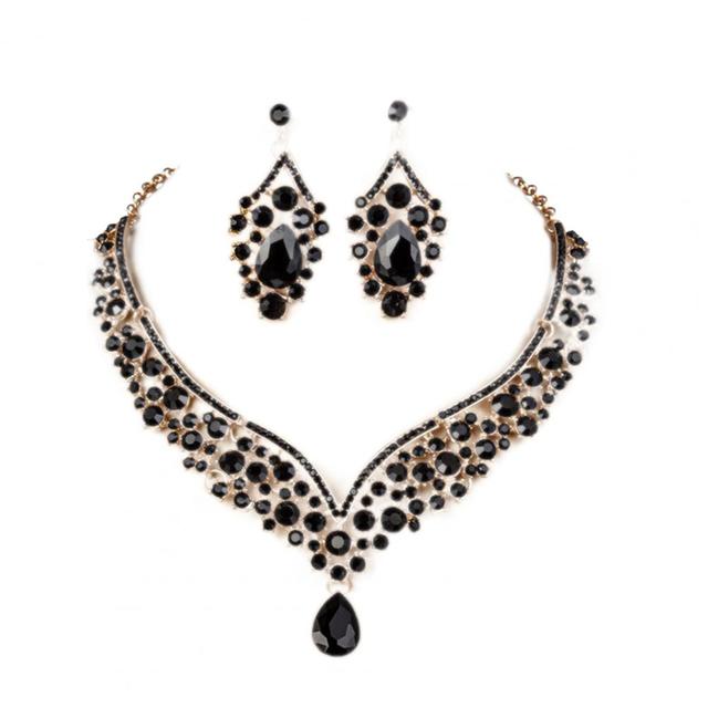 Crystal Rhinestone Bridal Earrings and Necklace Set