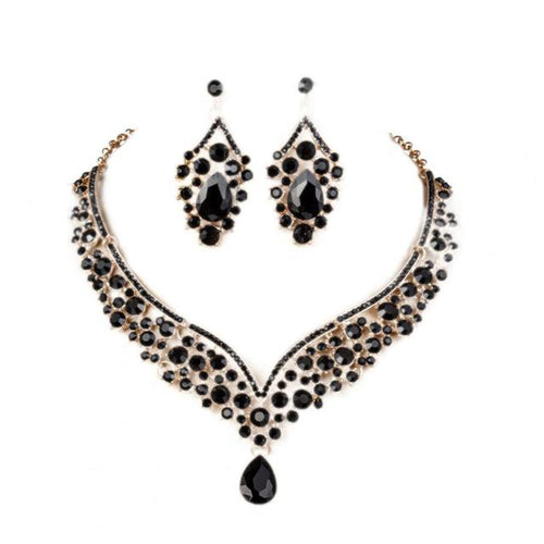 Crystal Rhinestone Bridal Earrings and Necklace Set