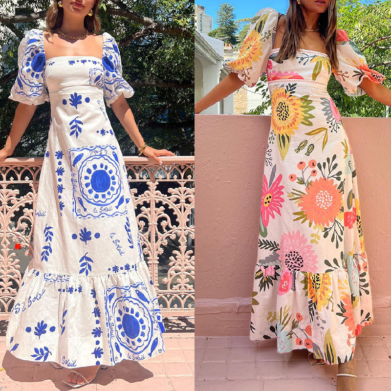 Puff Sleeve Summer Midi Dress