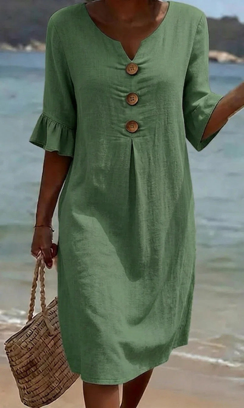 Elegance Casual Cotton Linen Dress