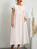 Sleeveless Easy-Care Cotton Linen Pocket Dress