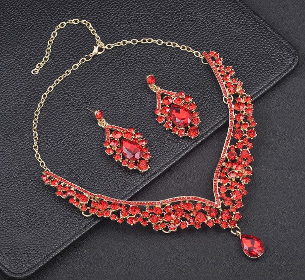 Crystal Rhinestone Bridal Earrings and Necklace Set