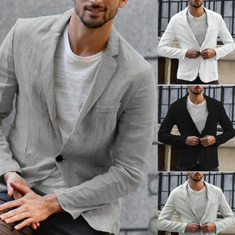 Men's Casual Style Cotton Linen Jacket