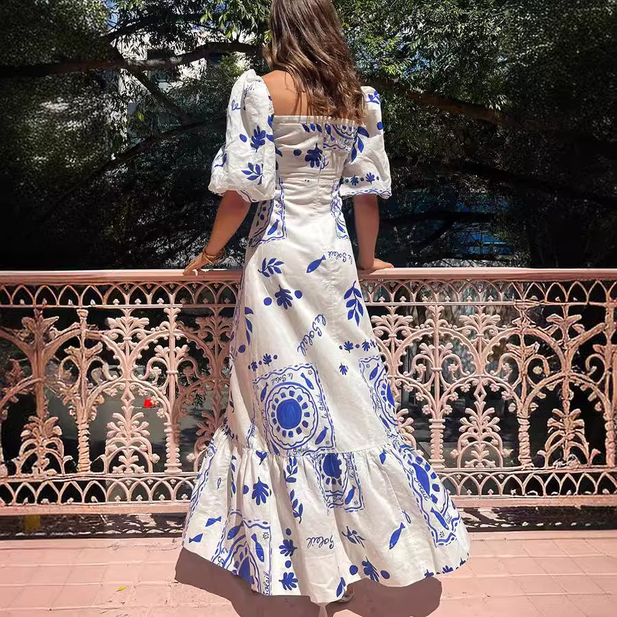Puff Sleeve Summer Midi Dress