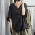 Women's Modern V-Neck Cotton Linen T-Shirt