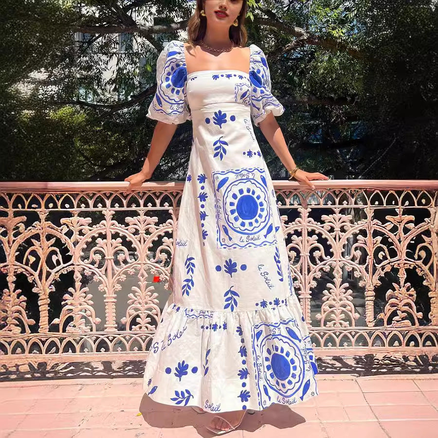 Puff Sleeve Summer Midi Dress