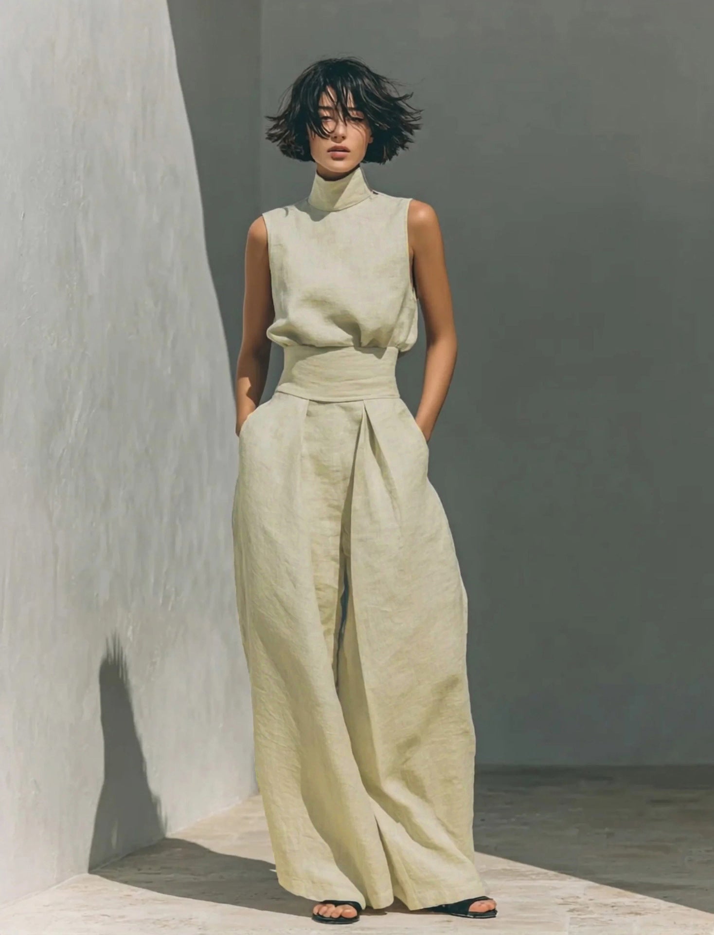 Vest-Style Women's Top and Pants Set
