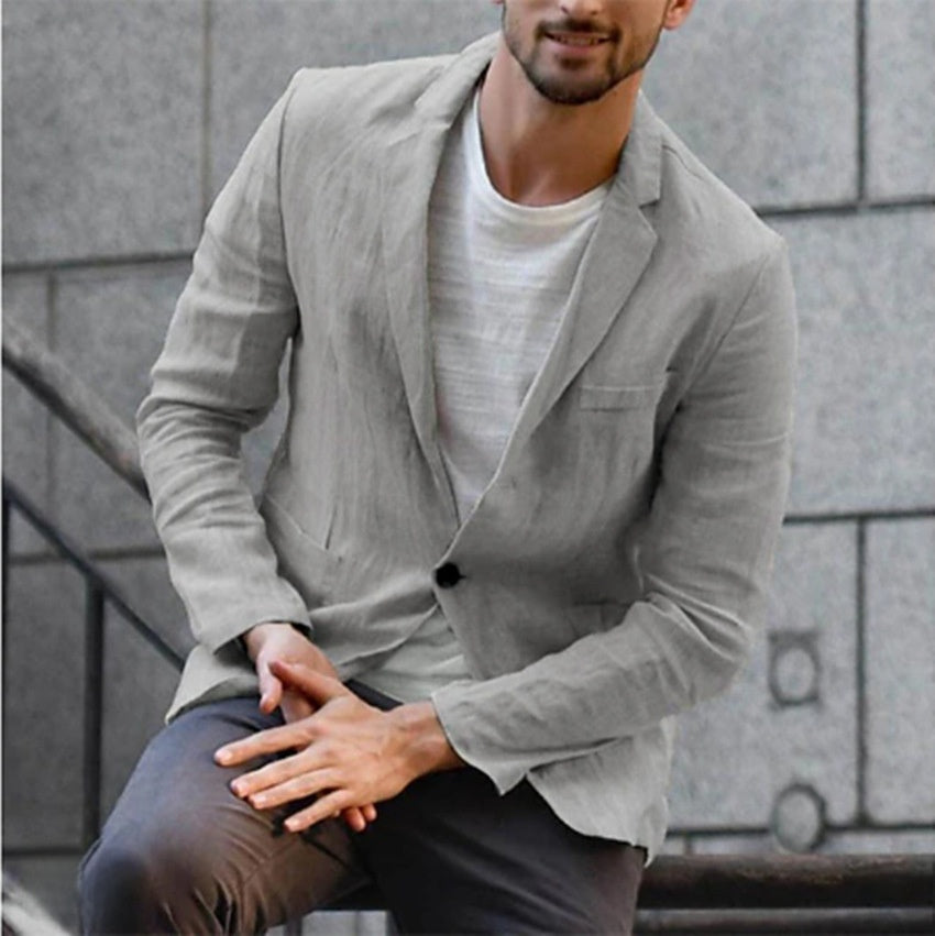 Men's Casual Style Cotton Linen Jacket
