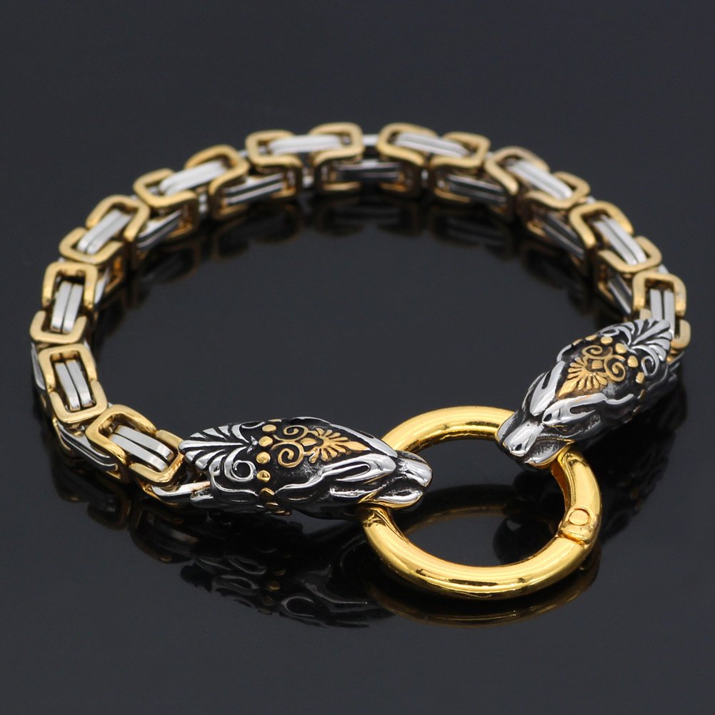 Nordic Wolf Head Emperor Bracelet