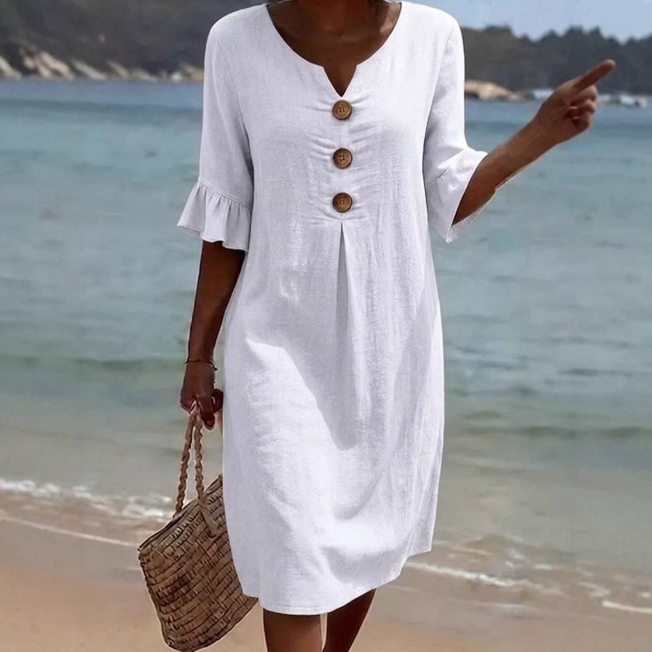 Elegance Casual Cotton Linen Dress