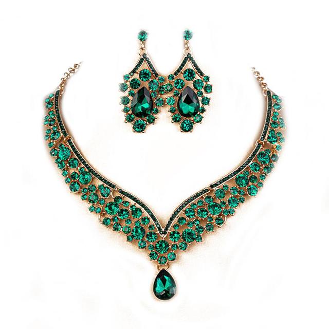 Crystal Rhinestone Bridal Earrings and Necklace Set