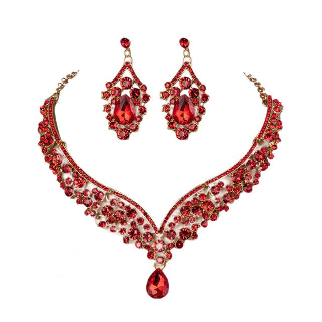 Crystal Rhinestone Bridal Earrings and Necklace Set